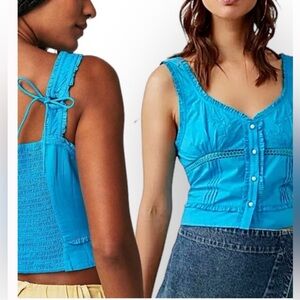 New with tags! Free People Kerry top. Blue! Size medium!